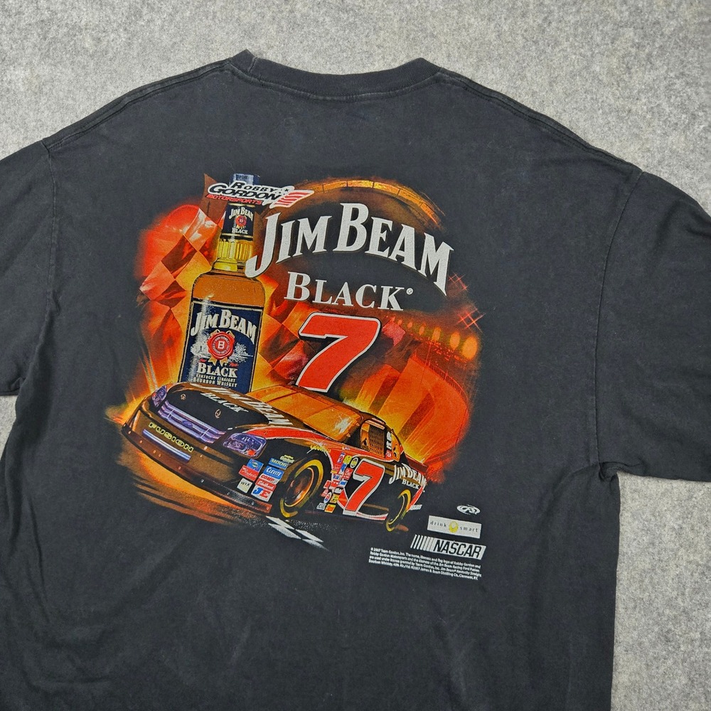 Jim Beam Racing T Shirt Mens XL Black Robby Gordon NASCAR Ford Fusion 2007 Y2K